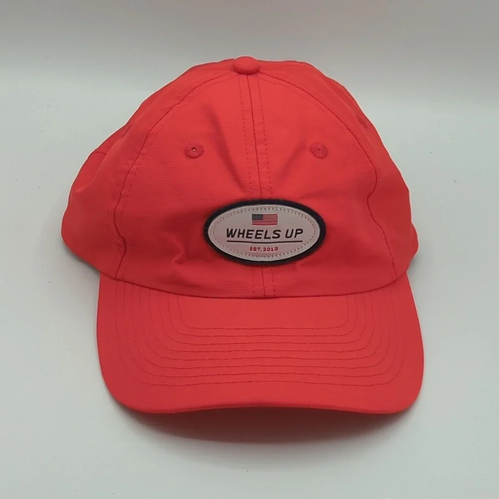 Wheels Up Airline Company Jet Airlines Golf Hat Cap Red USA Flag Patch OSFA